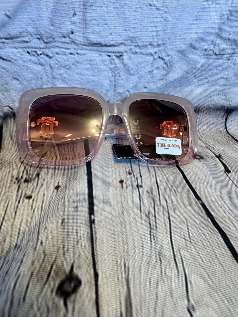 True Religion Oversized Square Sunglasses Pink Purple New UV Protection Vacation